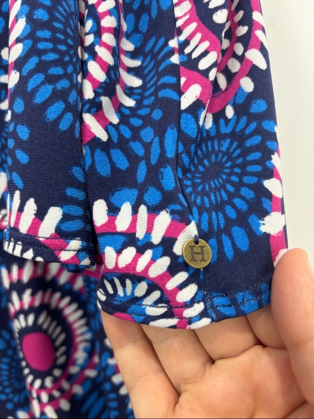 Hatley Blue Pink Geometric Print Sleeveless Dress Size XL Boho Tassel Summer - Picture 7 of 14